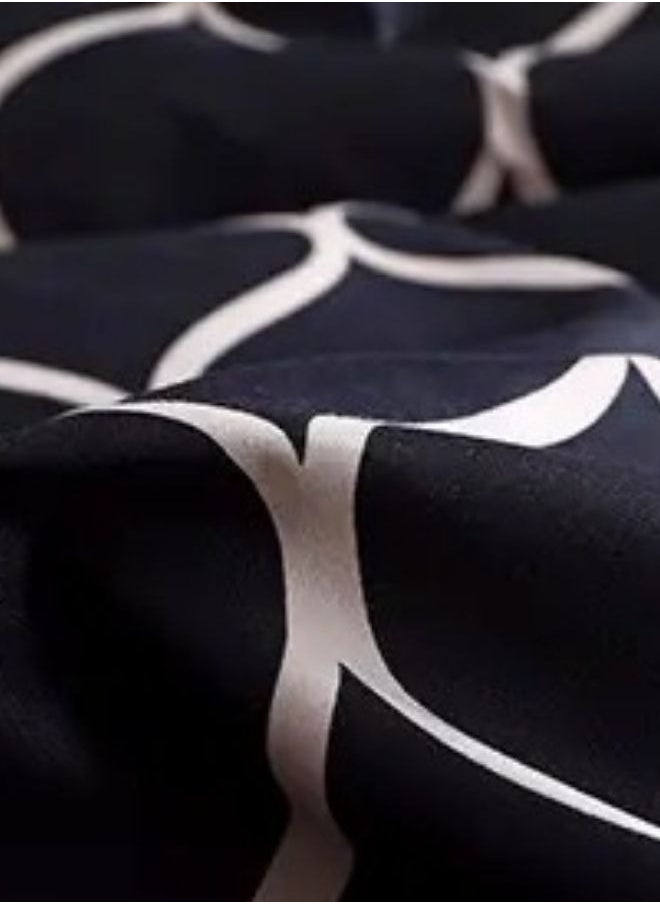 King Size 6 Piece Geometric Pattern Duvet Cover Set Black color Bedding Set.