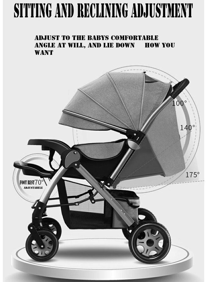 Deluxe Foldable Baby Stroller - Portable Multifunctional Travel Pram for Newborns and Infants with Four-Wheel Suspension