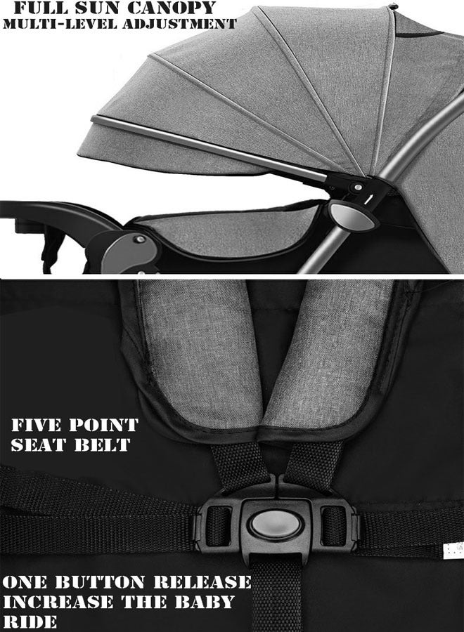 Deluxe Foldable Baby Stroller - Portable Multifunctional Travel Pram for Newborns and Infants with Four-Wheel Suspension