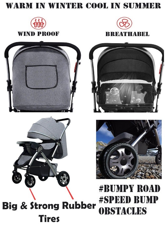 Deluxe Foldable Baby Stroller - Portable Multifunctional Travel Pram for Newborns and Infants with Four-Wheel Suspension