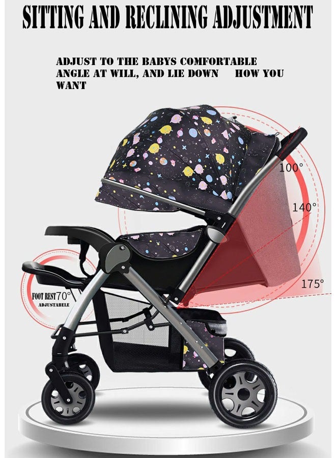 Deluxe Foldable Baby Stroller - Portable Multifunctional Travel Pram for Newborns and Infants with Four-Wheel Suspension