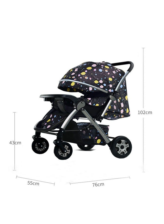 Deluxe Foldable Baby Stroller - Portable Multifunctional Travel Pram for Newborns and Infants with Four-Wheel Suspension