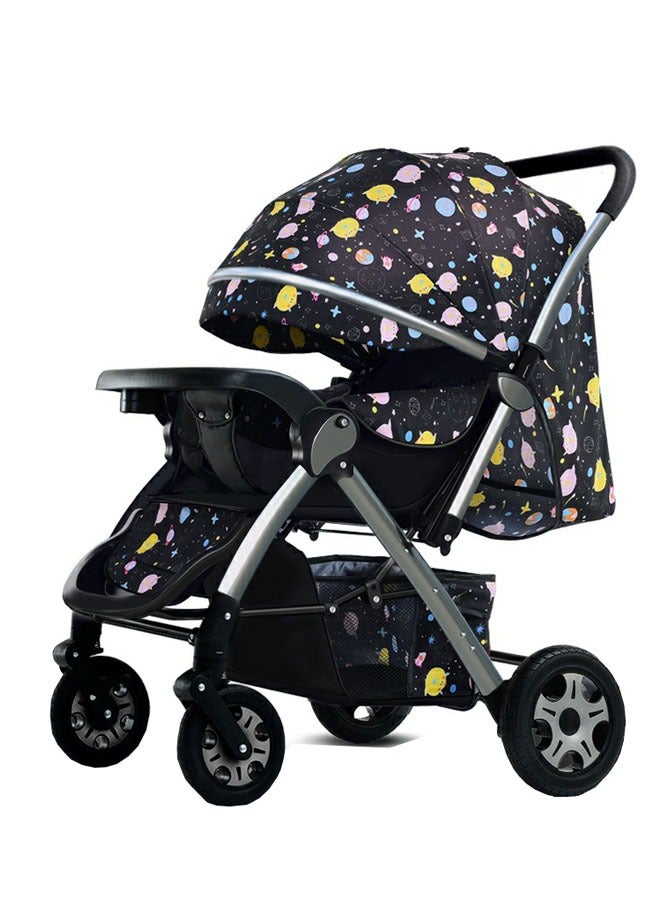 Deluxe Foldable Baby Stroller - Portable Multifunctional Travel Pram for Newborns and Infants with Four-Wheel Suspension