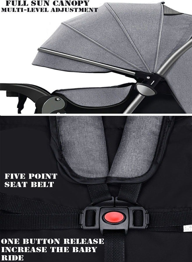 Deluxe Foldable Baby Stroller - Portable Multifunctional Travel Pram For Newborns And Infants With Four-Wheel Suspension