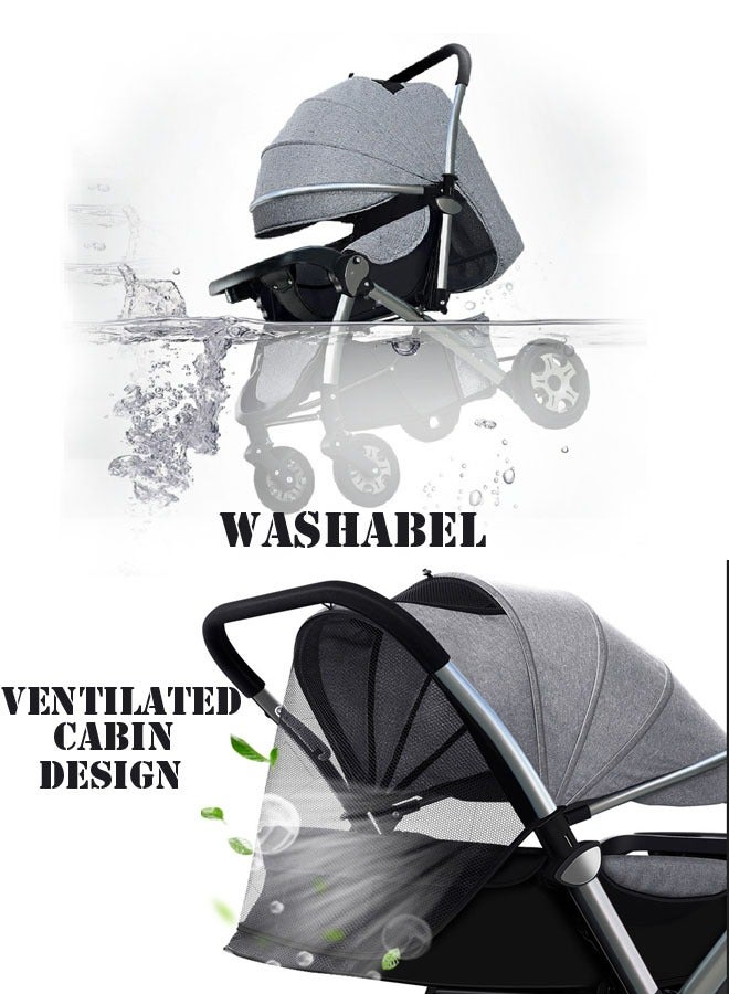 Deluxe Foldable Baby Stroller - Portable Multifunctional Travel Pram For Newborns And Infants With Four-Wheel Suspension