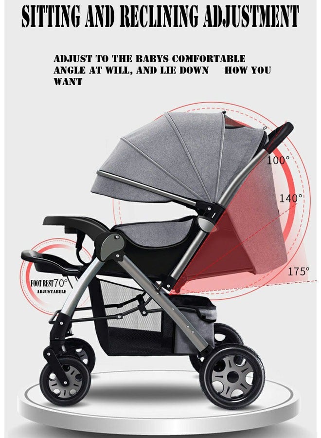 Deluxe Foldable Baby Stroller - Portable Multifunctional Travel Pram For Newborns And Infants With Four-Wheel Suspension