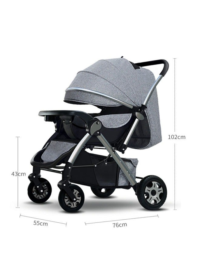 Deluxe Foldable Baby Stroller - Portable Multifunctional Travel Pram For Newborns And Infants With Four-Wheel Suspension
