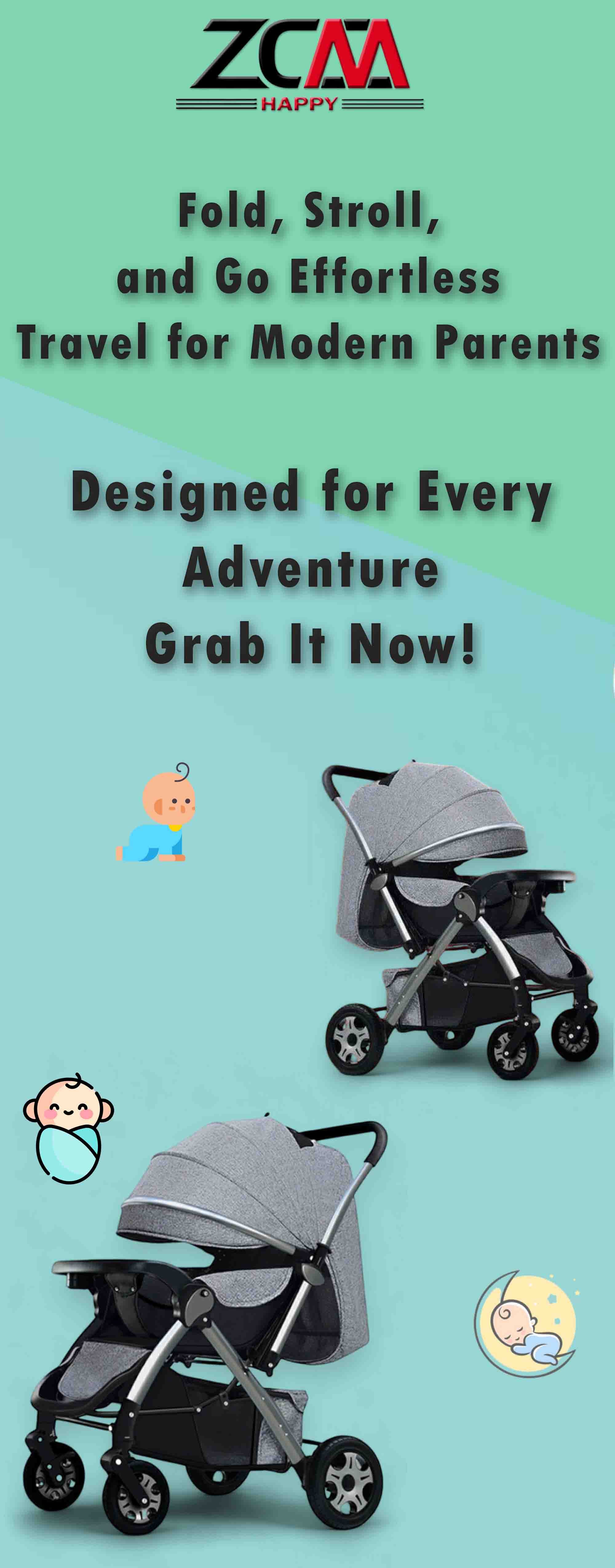 Deluxe Foldable Baby Stroller - Portable Multifunctional Travel Pram For Newborns And Infants With Four-Wheel Suspension