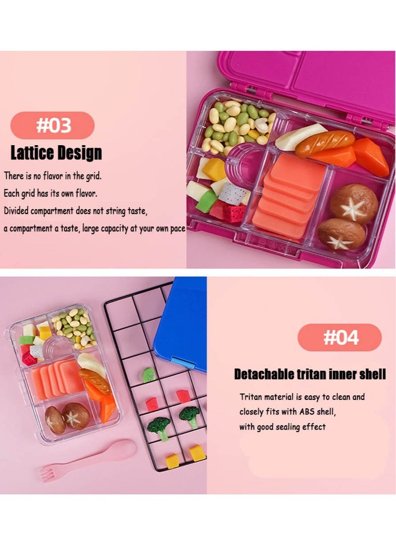 Children's Bento Box-Bento Lunch Box with 6 Compartments - Leak-Proof Lunch Box for Boys, Girls, BPA-Free, Microwave Dishwasher Safe, Lunch Box for School (Blue)
