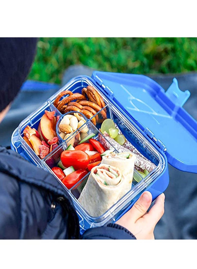 Children's Bento Box-Bento Lunch Box with 6 Compartments - Leak-Proof Lunch Box for Boys, Girls, BPA-Free, Microwave Dishwasher Safe, Lunch Box for School (Blue)