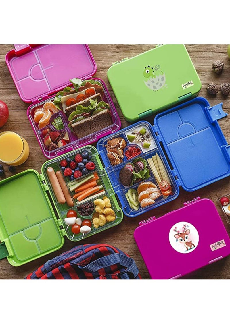 Children's Bento Box-Bento Lunch Box with 6 Compartments - Leak-Proof Lunch Box for Boys, Girls, BPA-Free, Microwave Dishwasher Safe, Lunch Box for School (Blue)