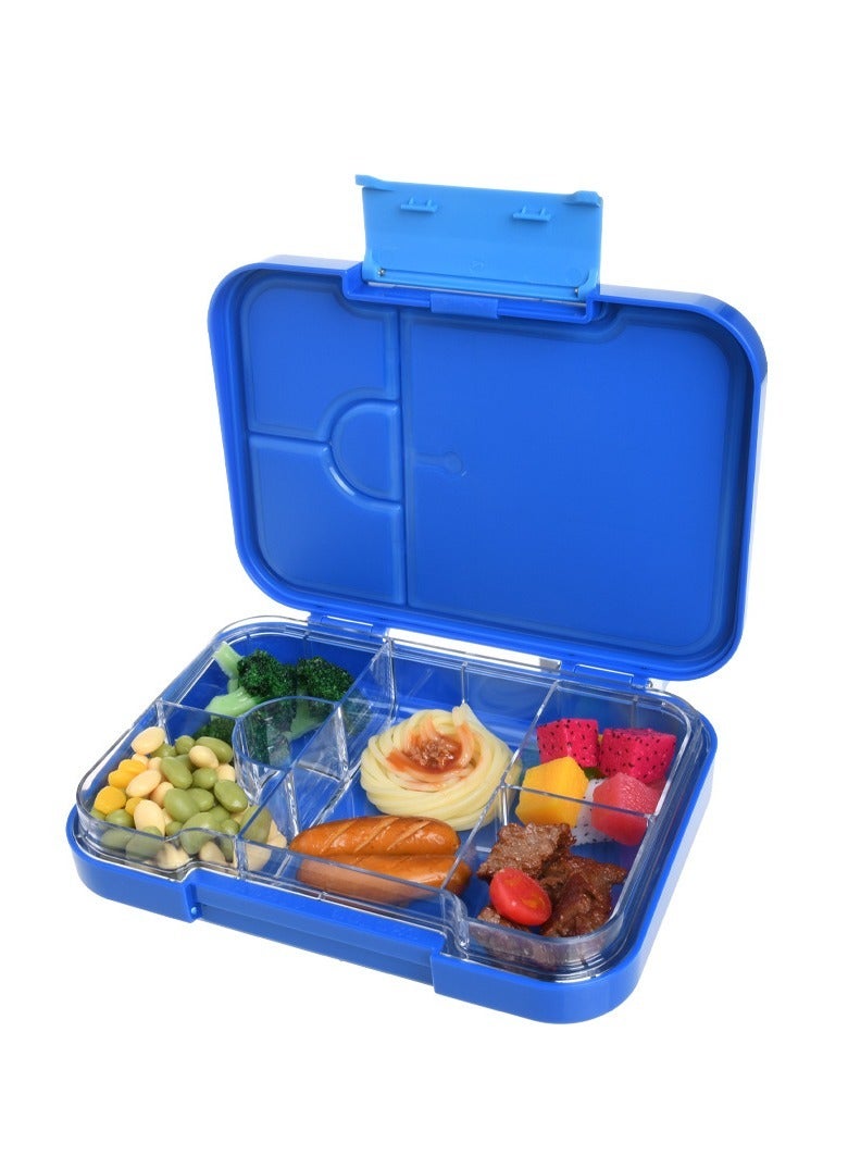 Children's Bento Box-Bento Lunch Box with 6 Compartments - Leak-Proof Lunch Box for Boys, Girls, BPA-Free, Microwave Dishwasher Safe, Lunch Box for School (Blue)
