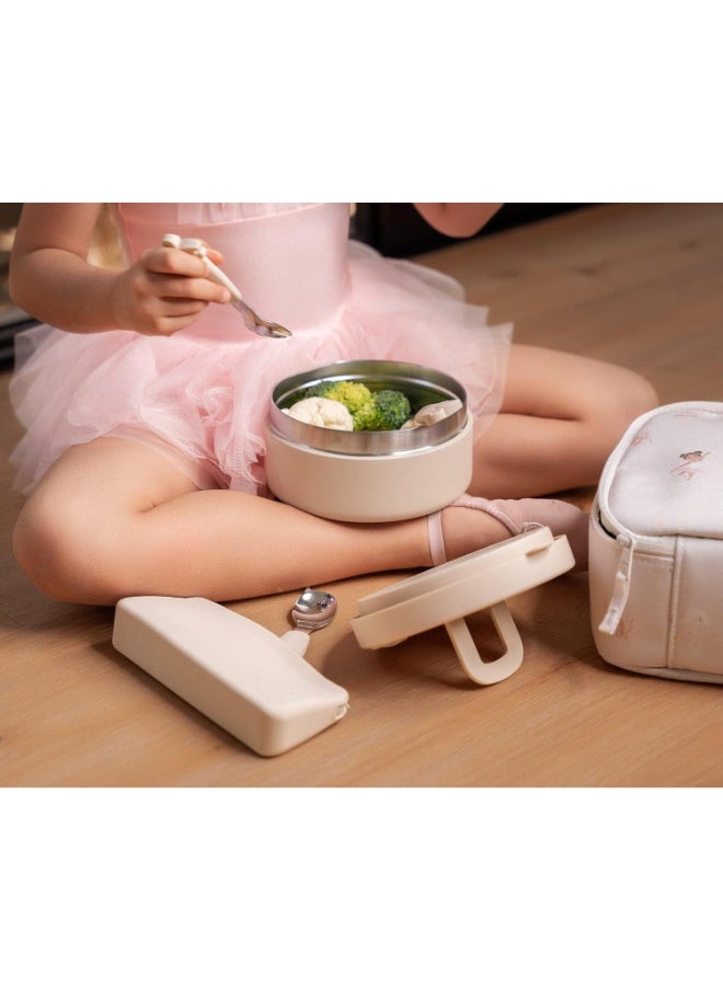 Vacuum Insulated Food Jar For Kids And Adults, Bpa Free Food Thermos, Travel Hot Food Container - 400 Ml Beige