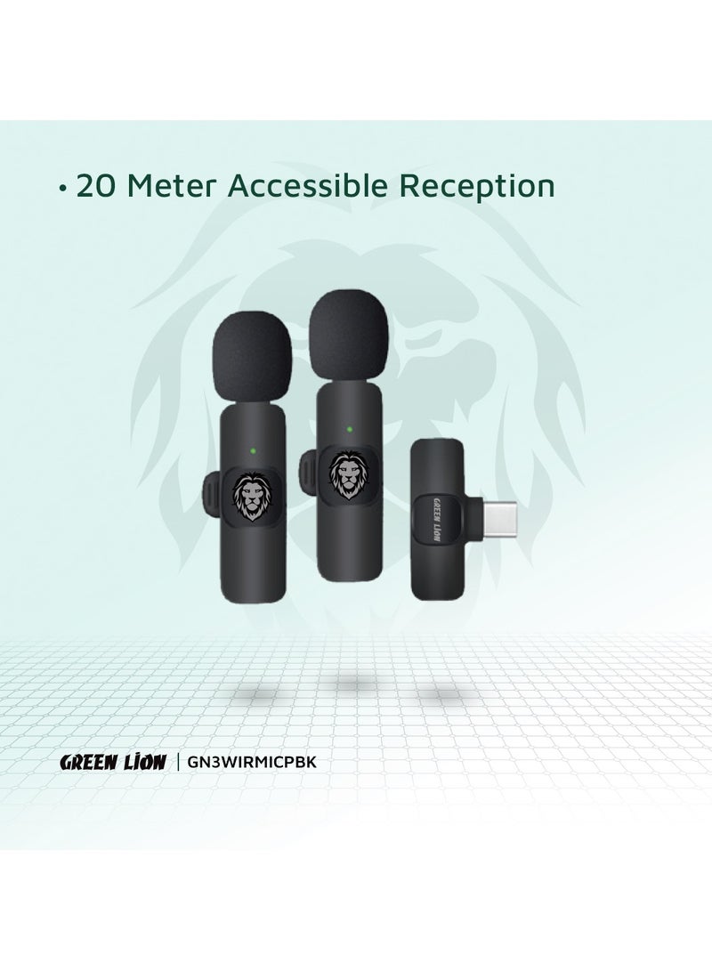 3 In 1 Wireless Microphone / 60mAh Battery Capacity / USB-A / Type-C / Lightning Plugs / 20m Accessible Reception / -42DB Sensitivity / Highly Sensitive / Digital Silicon Microphone / 64DBM Adaptive Noise Reduction / Clear Timbre / Plug & Play - Black