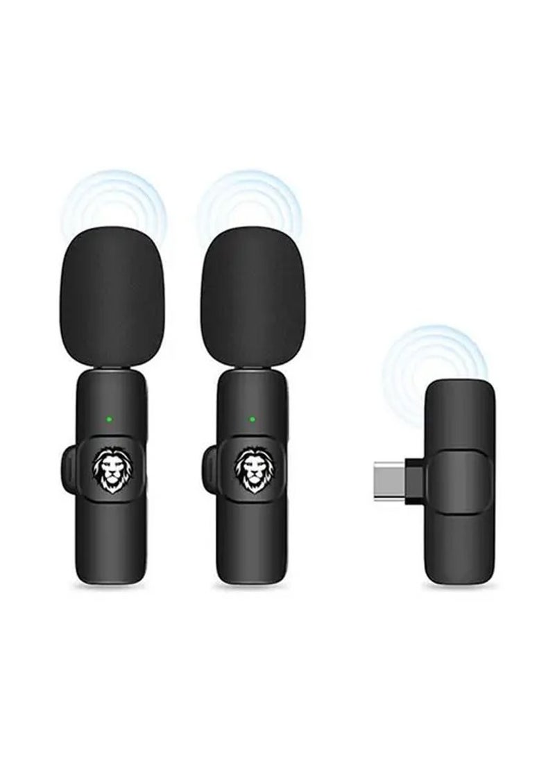 3 In 1 Wireless Microphone / 60mAh Battery Capacity / USB-A / Type-C / Lightning Plugs / 20m Accessible Reception / -42DB Sensitivity / Highly Sensitive / Digital Silicon Microphone / 64DBM Adaptive Noise Reduction / Clear Timbre / Plug & Play - Black