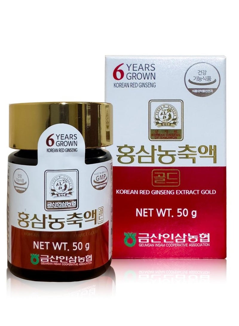 Korean Ginseng of Samjiwon Pure Red Ginseng Extract Gold 6 Years Grown, Enhance level of immunity, relieves fatigue, Zero Sugar, support cardiovascular health Suitable for Men And Women - 50g,1g Per Serving, 3 Times Daily.