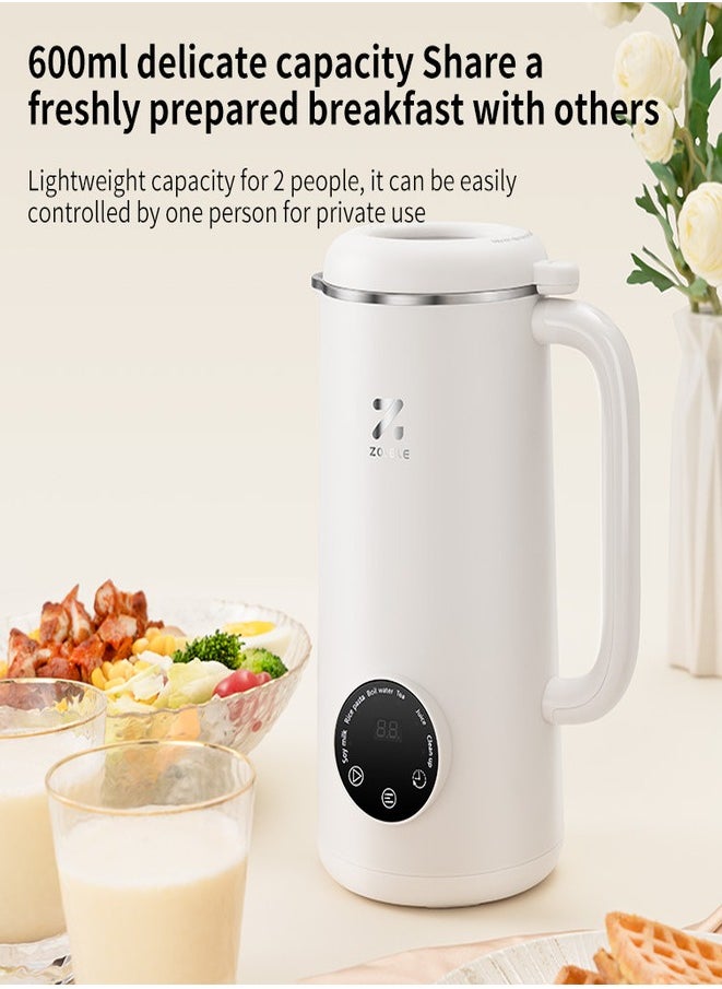 Multi-Functional Blender & Kettle 600W Power 600mL Electrice Blender with 10 Stainless Steel Blades, 4 Blending Mode  Touch Screen Make Smoothies, Juices and Soy Milk (Grinder/Chopper) MB601-White