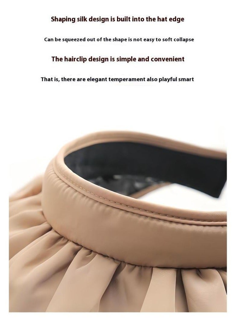 Women Sun Hat, Summer Beach Caps Women Hat Wide Brim UV Protection Floppy Brown Roll Up Hat Double-Side-Wear Ponytail Hats Baseball Caps Adjustable Cap