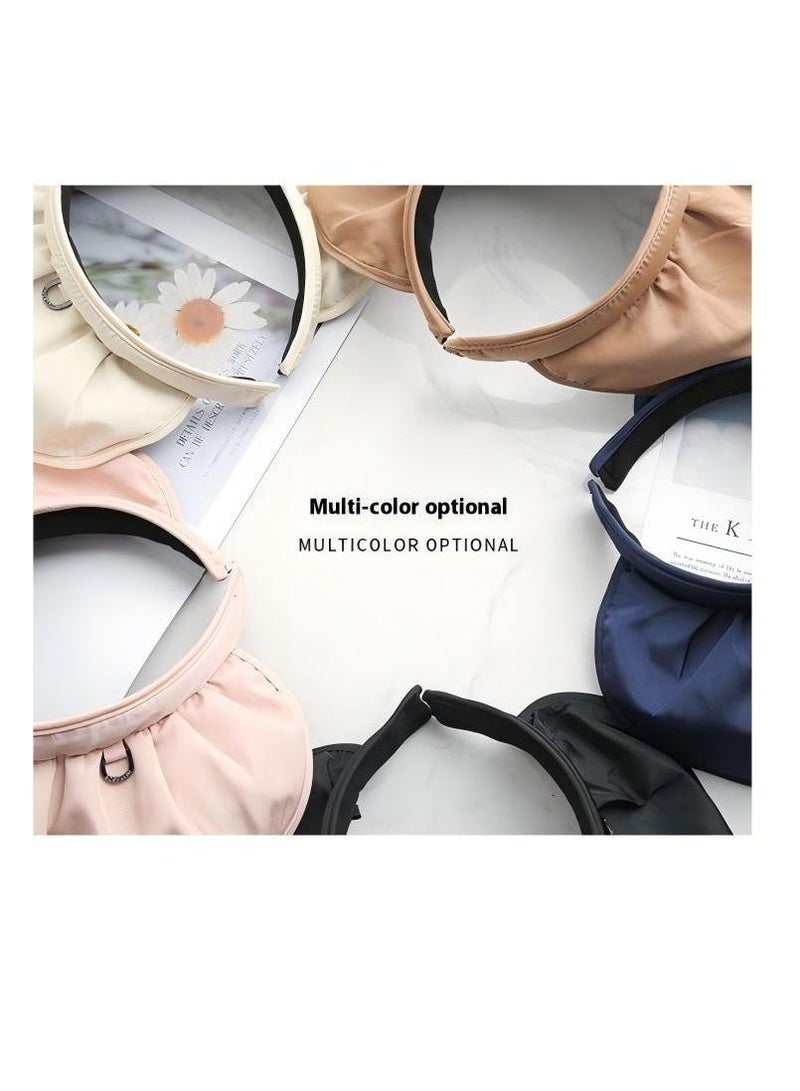 Women Sun Hat Summer Beach Caps Women Hat Wide Brim UV Protection Floppy Brown Roll Up Hat Double-Side-Wear Ponytail Hats Baseball Caps Adjustable Cap