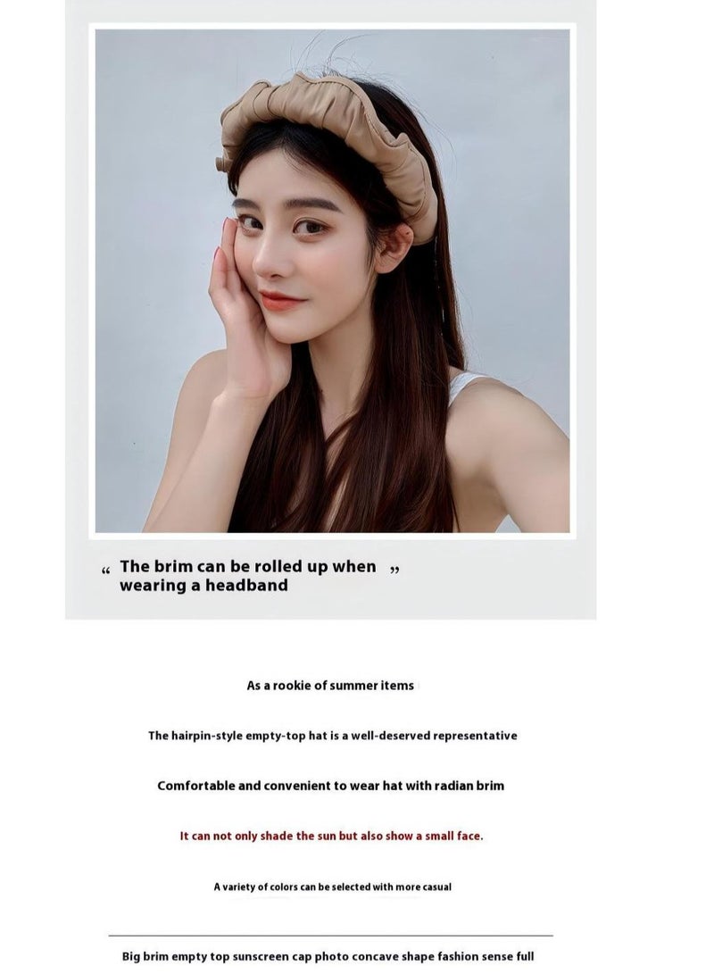 Women Sun Hat Summer Beach Caps Women Hat Wide Brim UV Protection Floppy Brown Roll Up Hat Double-Side-Wear Ponytail Hats Baseball Caps Adjustable Cap