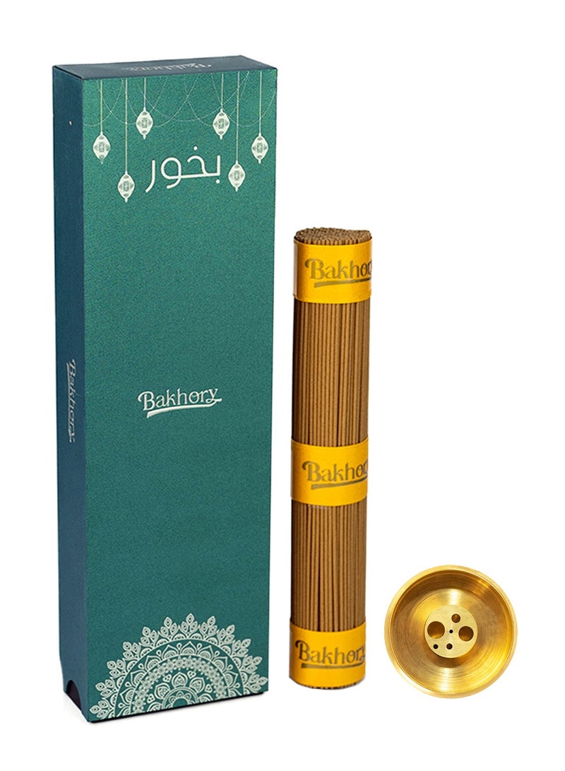 Cambodian Oud Incense Sticks, Agarwood, 1.44mm Thick 275 Sticks with Copper Incense Sticks Burner, 50 gram