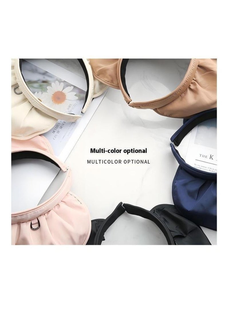 Women Sun Hat Summer Beach Caps Women Hat Wide Brim UV Protection Floppy Blue Roll Up Hat Double-Side-Wear Ponytail Hats Baseball Caps Adjustable Cap