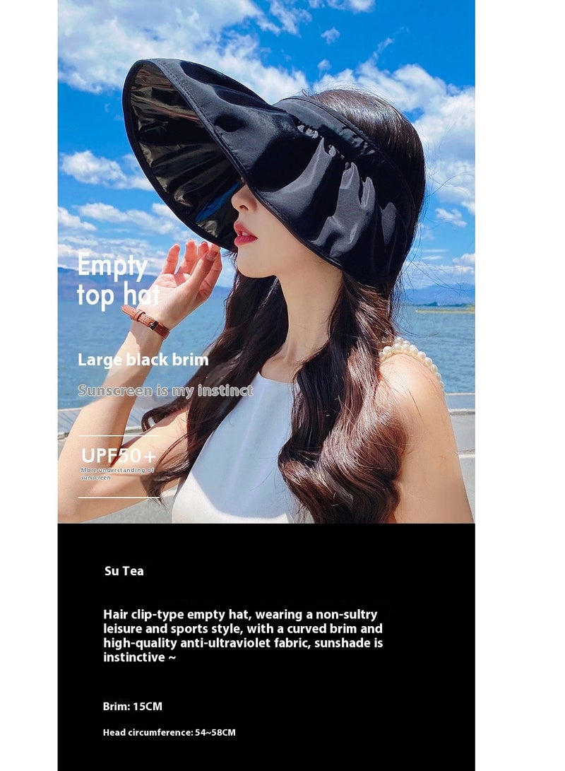 Women Sun Hat Summer Beach Caps Women Hat Wide Brim UV Protection Floppy Blue Roll Up Hat Double-Side-Wear Ponytail Hats Baseball Caps Adjustable Cap