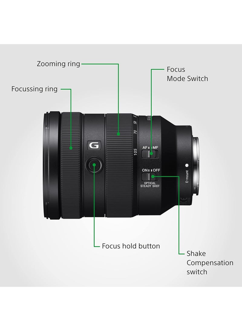 FE 24-105mm F4 G OSS Standard Zoom Lens, SEL24105G Black