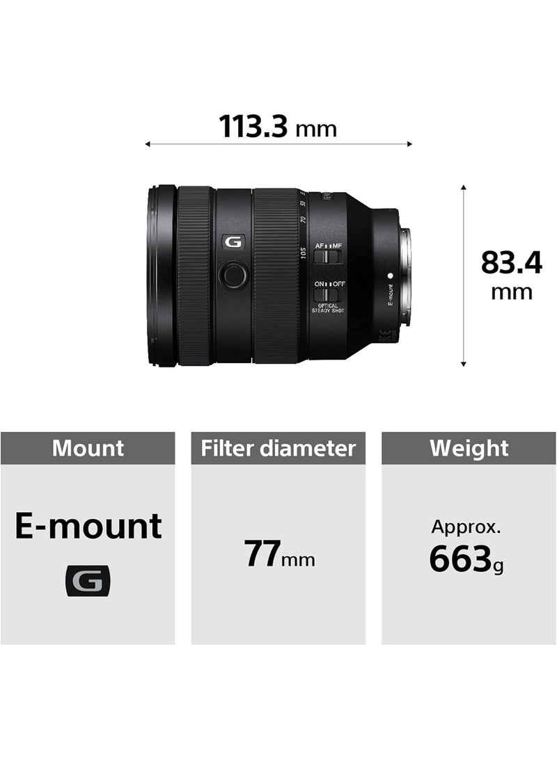 FE 24-105mm F4 G OSS Standard Zoom Lens, SEL24105G Black
