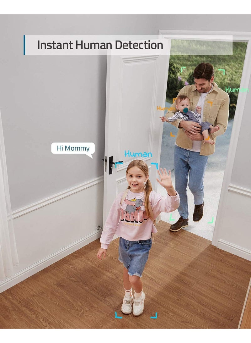 Security 2K Indoor Cam Pan & Tilt, Home Security Indoor Camera, Human and Pet AI, Works with Voice Assistants, Motion Tracking, Night Vision, MicroSD Card Required, HomeBase Not Required