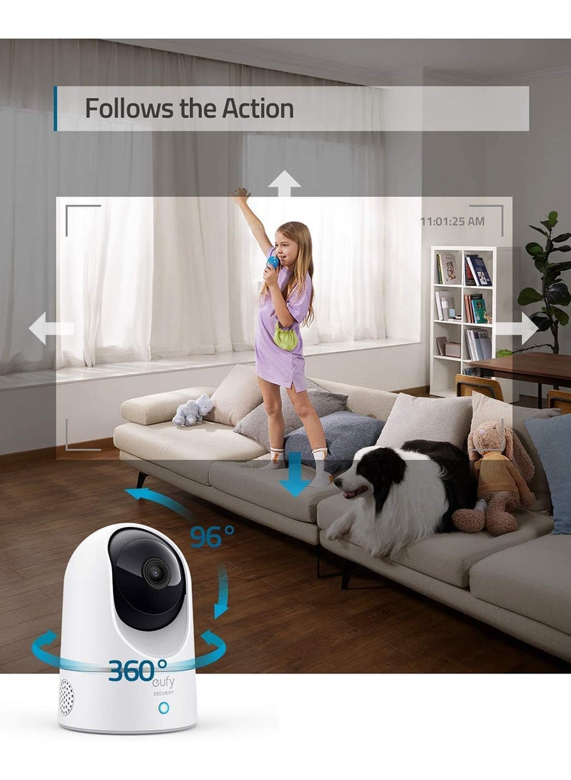 Security 2K Indoor Cam Pan & Tilt, Home Security Indoor Camera, Human and Pet AI, Works with Voice Assistants, Motion Tracking, Night Vision, MicroSD Card Required, HomeBase Not Required