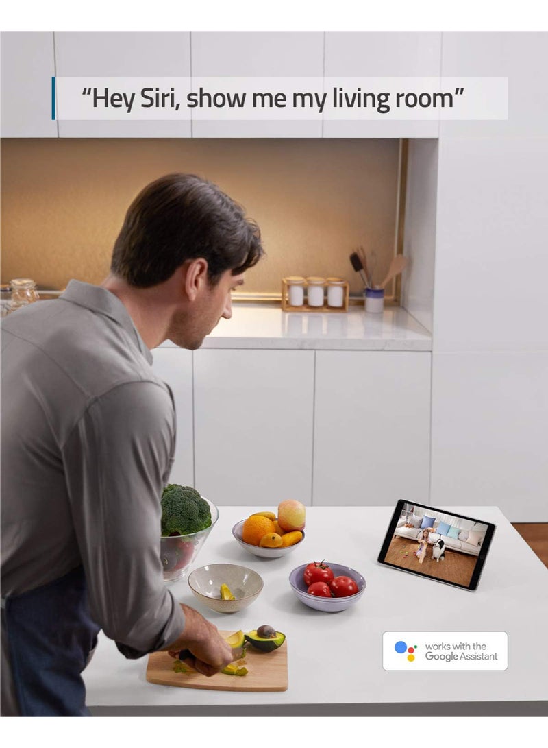 Security 2K Indoor Cam Pan & Tilt, Home Security Indoor Camera, Human and Pet AI, Works with Voice Assistants, Motion Tracking, Night Vision, MicroSD Card Required, HomeBase Not Required