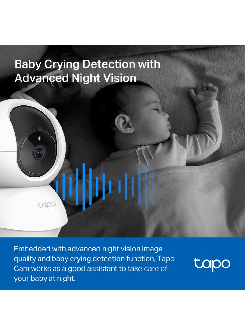 TC70 Pan/Tilt Home Security Wi-Fi CCTV Camera – 1080p HD Video, 360° Coverage, Advanced Night Vision, Motion Detection Alerts, Two-Way Audio, and Voice Control with Google Assistant & Alexa