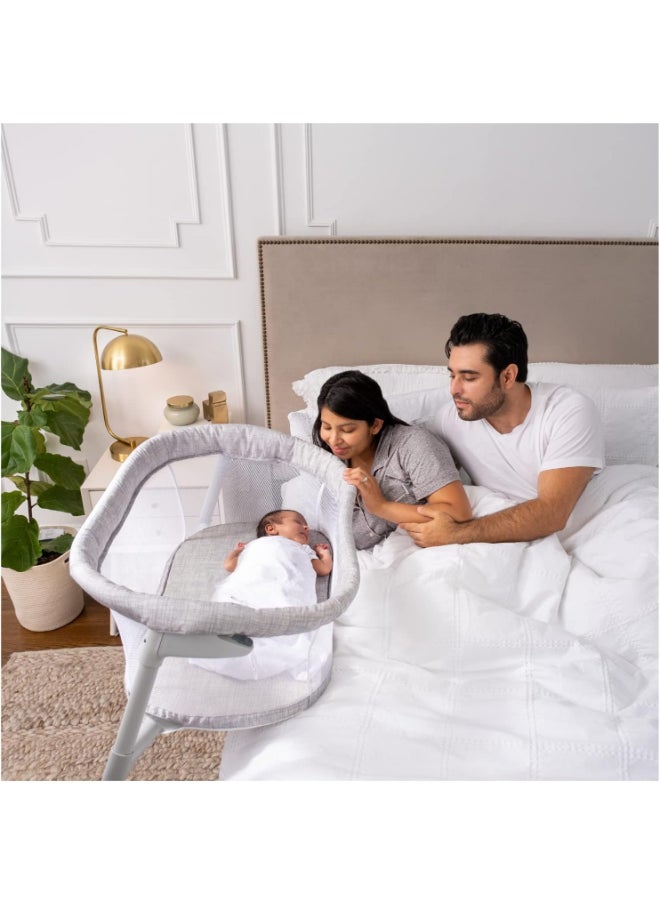 Baby Flex Bassinest, Adjustable Travel Bassinet, Easy Folding, Lightweight With Mattress And Carrying Bag, Heather Weave