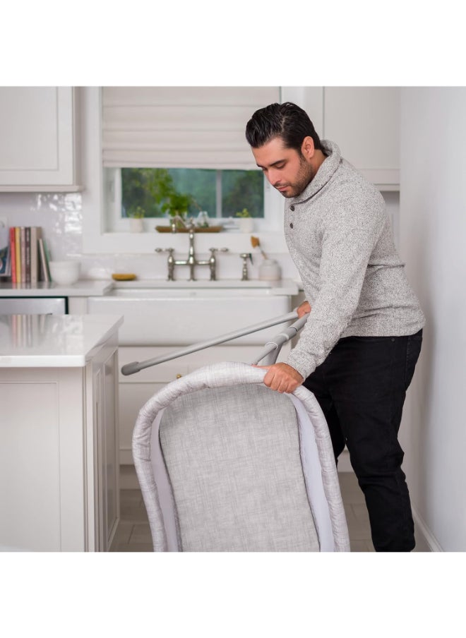 Baby Flex Bassinest, Adjustable Travel Bassinet, Easy Folding, Lightweight With Mattress And Carrying Bag, Heather Weave