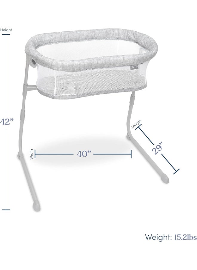 Baby Flex Bassinest, Adjustable Travel Bassinet, Easy Folding, Lightweight With Mattress And Carrying Bag, Heather Weave