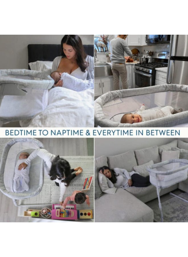Baby Flex Bassinest, Adjustable Travel Bassinet, Easy Folding, Lightweight With Mattress And Carrying Bag, Heather Weave
