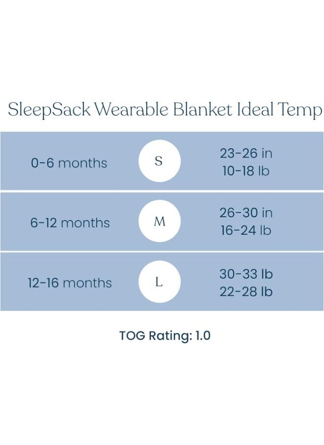 Sleepsack Ideal Temp, Baby Wearable Blanket, Tog 1.0, Heather Grey /Aqua, Small