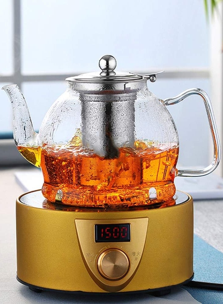 Borosilicate Glass Teapot 1200 ML with Stainless Steel Infuser with Lid