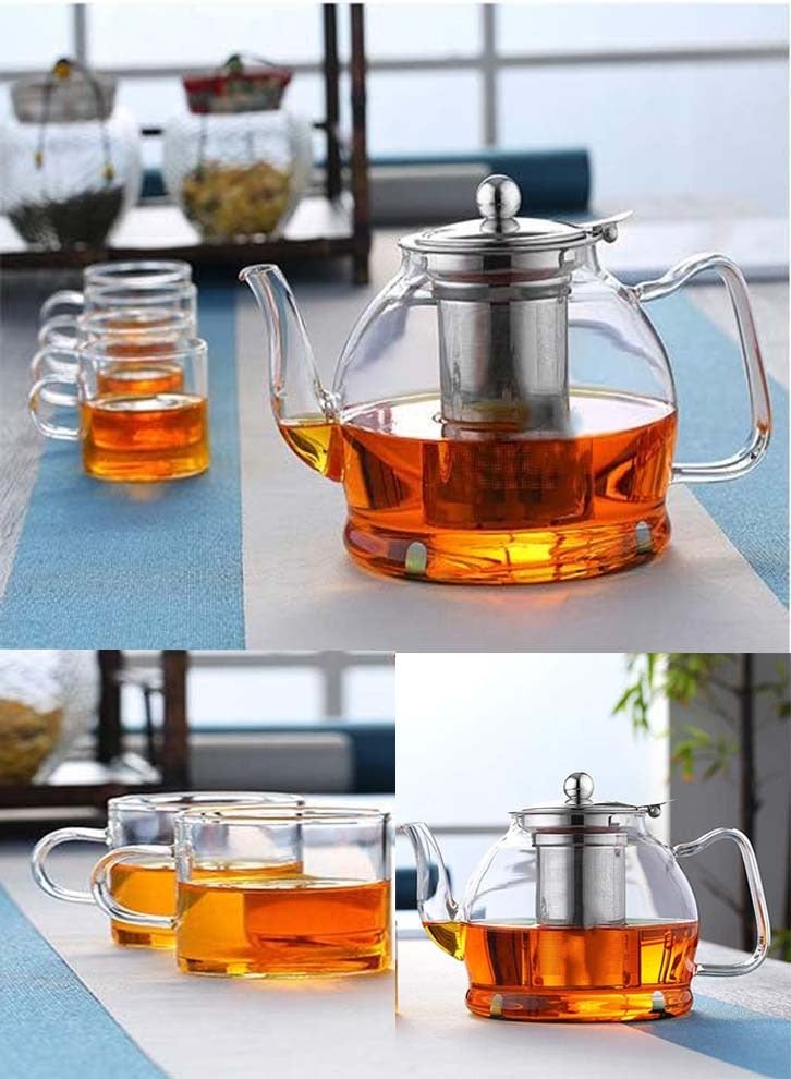 Borosilicate Glass Teapot 1200 ML with Stainless Steel Infuser with Lid