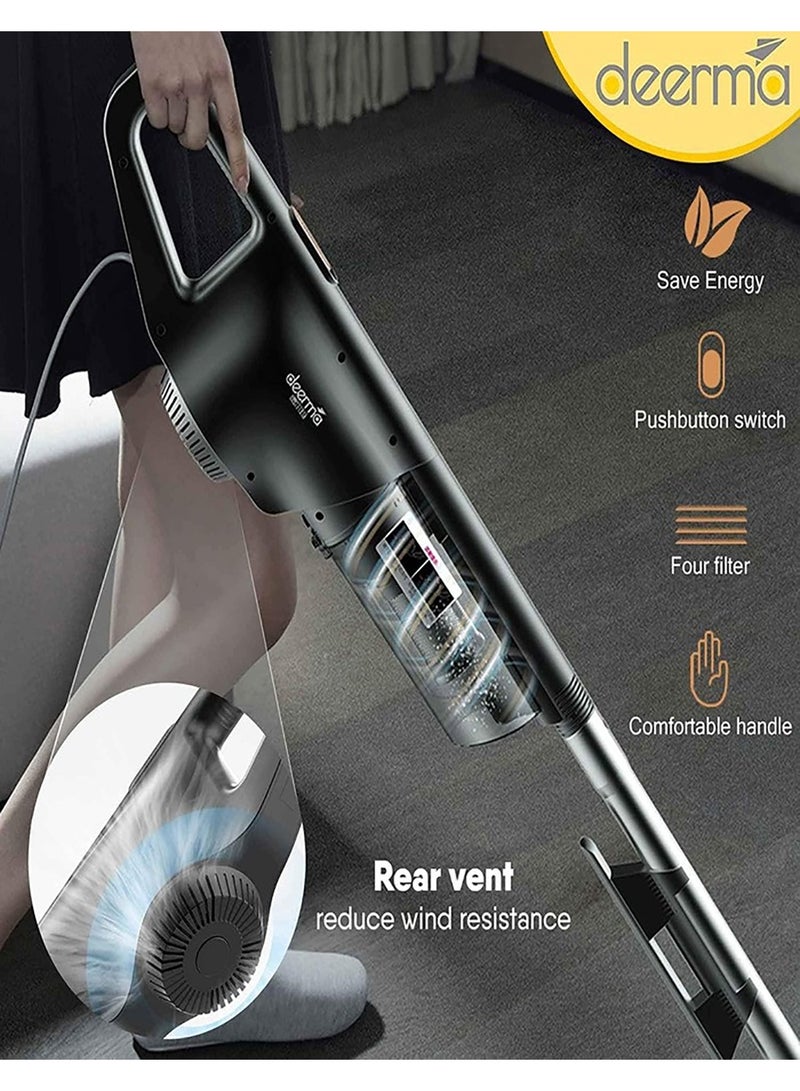 Portable Upright and Handheld Vacuum Cleaner, Pinhole Stainless Steel with 4-Stage HEPA Filtration System 0.8 L 600 W DX600 black