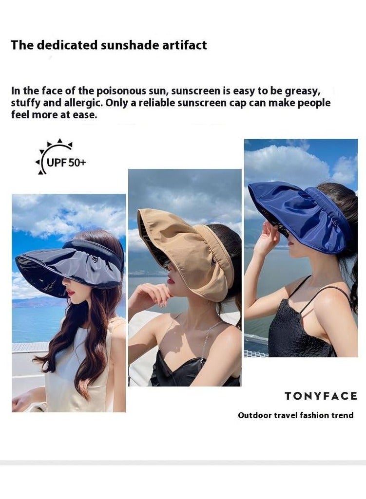 Women Sun Hat, Summer Beach Caps Women Hat Wide Brim UV Protection Floppy Pink Roll Up Hat Double-Side-Wear Ponytail Hats Baseball Caps Adjustable Cap