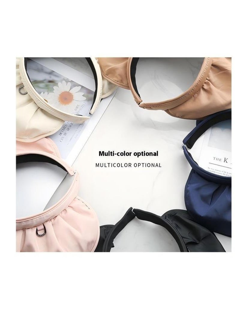 Women Sun Hat, Summer Beach Caps Women Hat Wide Brim UV Protection Floppy Pink Roll Up Hat Double-Side-Wear Ponytail Hats Baseball Caps Adjustable Cap
