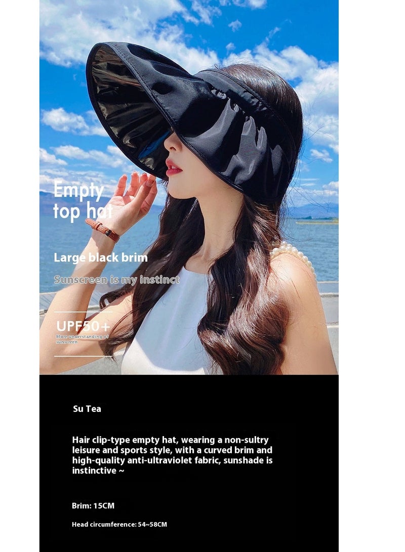 Women Sun Hat, Summer Beach Caps Women Hat Wide Brim UV Protection Floppy Pink Roll Up Hat Double-Side-Wear Ponytail Hats Baseball Caps Adjustable Cap