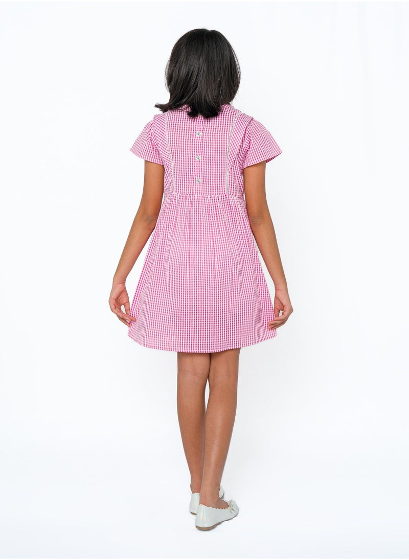 Seersucker check pattern short dress perfect for summers