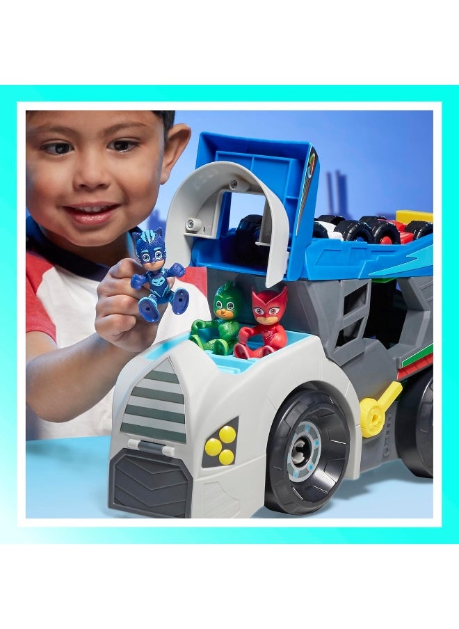 Power Heroes Hero Hauler Truck Playset with 2 Duo Racer Superhero Toy Cars, Preschool Toys for Kids 3 Years and Up