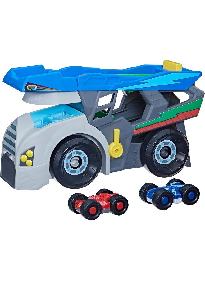 Power Heroes Hero Hauler Truck Playset with 2 Duo Racer Superhero Toy Cars, Preschool Toys for Kids 3 Years and Up