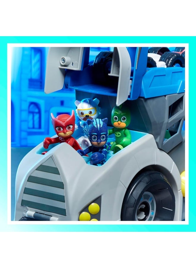 Power Heroes Hero Hauler Truck Playset with 2 Duo Racer Superhero Toy Cars, Preschool Toys for Kids 3 Years and Up