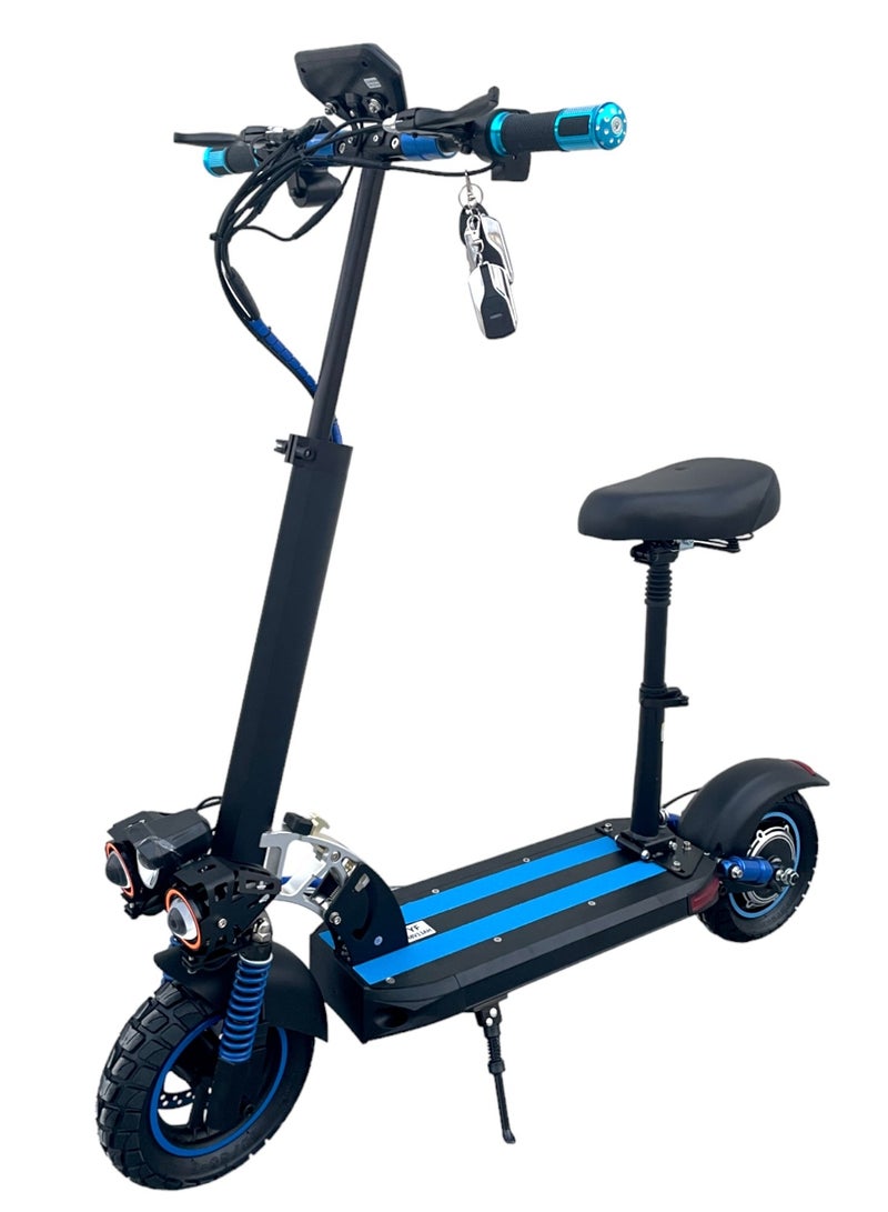 Electric Scooter 1000W Motor 48V10Ah Battery 35 to 45Km Range Max Speed 55KmpH 4 Suspension Led Lights & Digital Display  E10