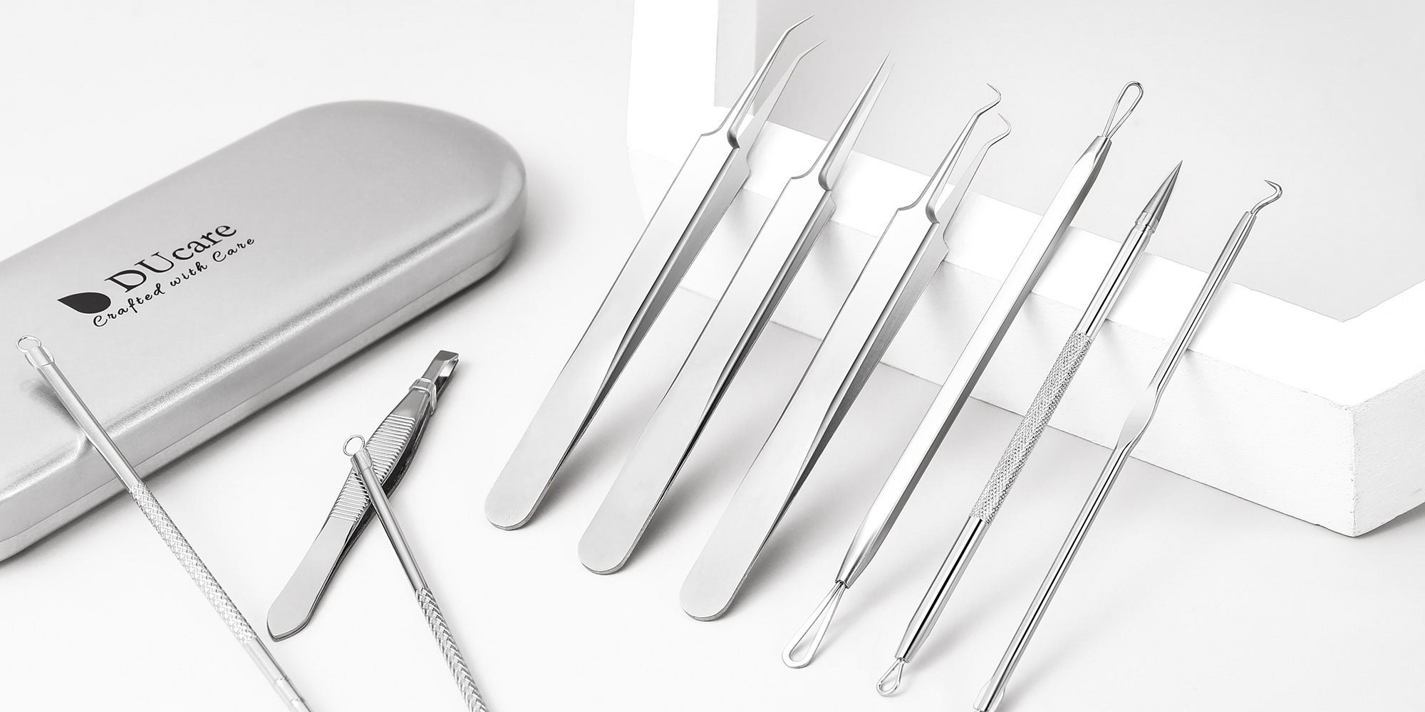 Blackhead Remover Tools 9 Pcs Pimple Popper Tool Kit with Metal Case for Blackheads Forehead